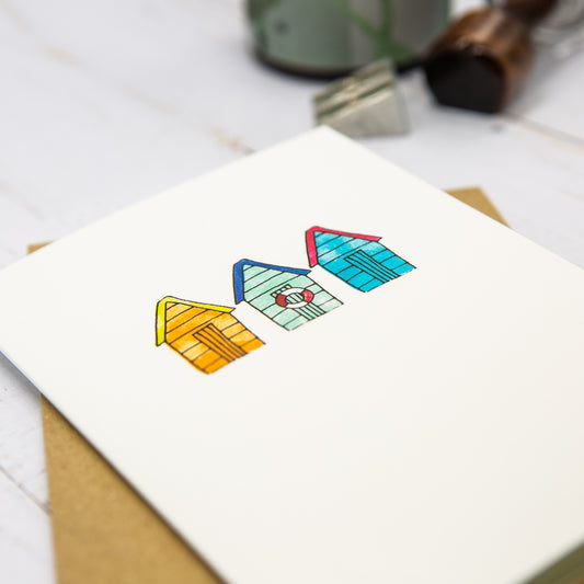 Beach Huts Blank Card