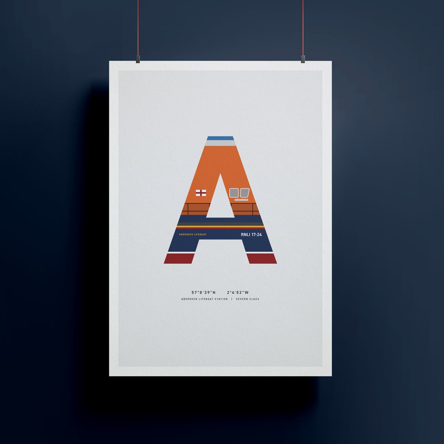 A | RNLI Alphabet Signed Limited Charity A3 Print