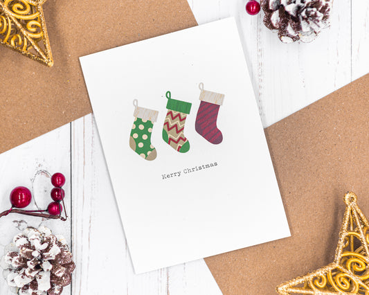 Three Stockings Christmas Card