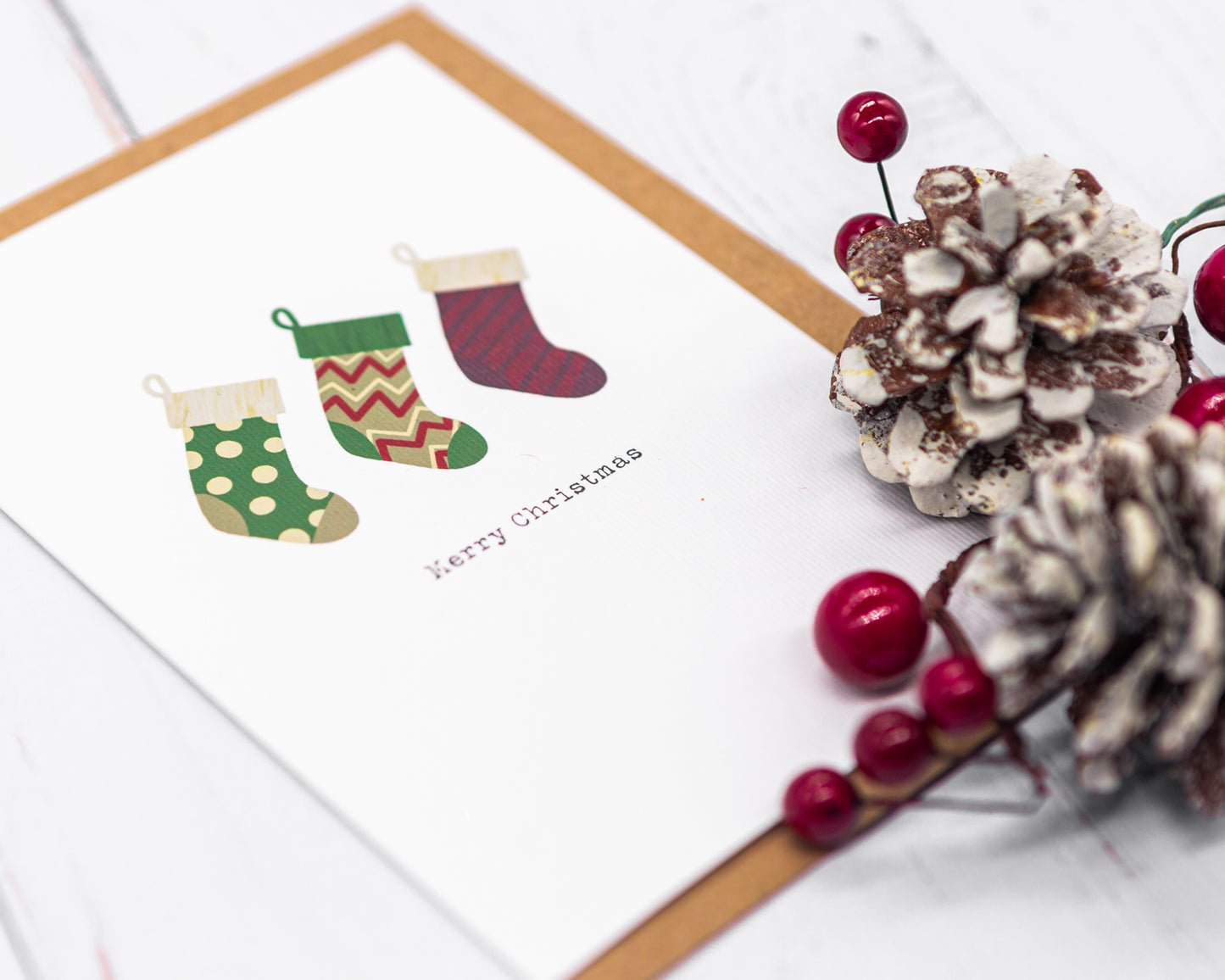 Three Stockings Christmas Card
