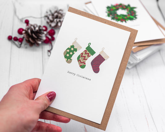 Three Stockings Christmas Card