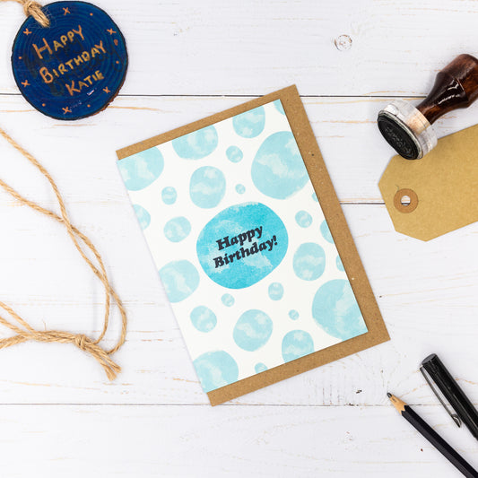 Happy Birthday Dotted Watercolour Card