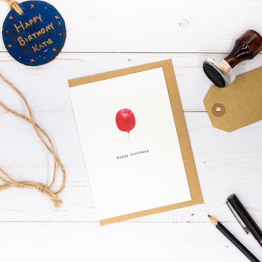 Red Balloon Happy Birthday Card