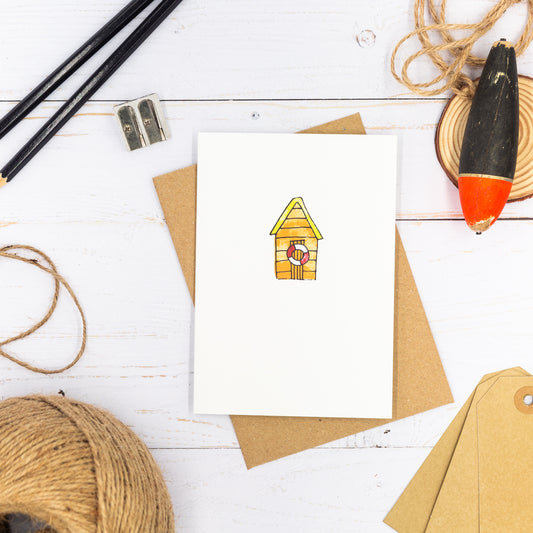 Orange Beach Hut Card
