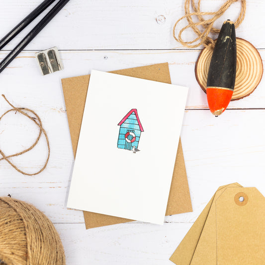 Blue Beach Hut Card